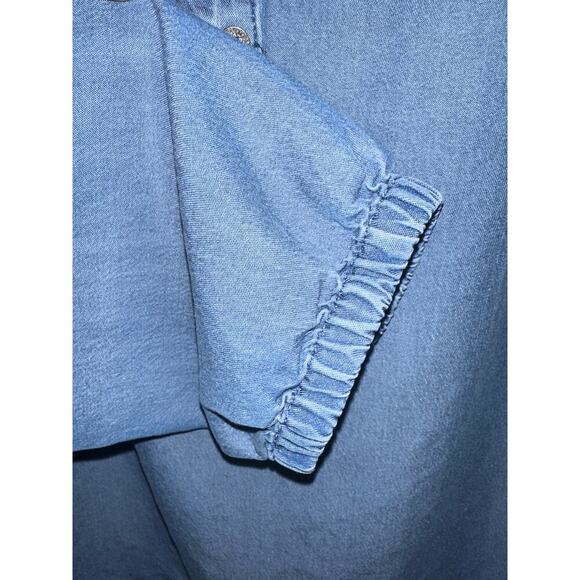 J Jill Denim Chambray Pullover top Blouse S lightweight Peasant Boho western - Picture 5 of 8